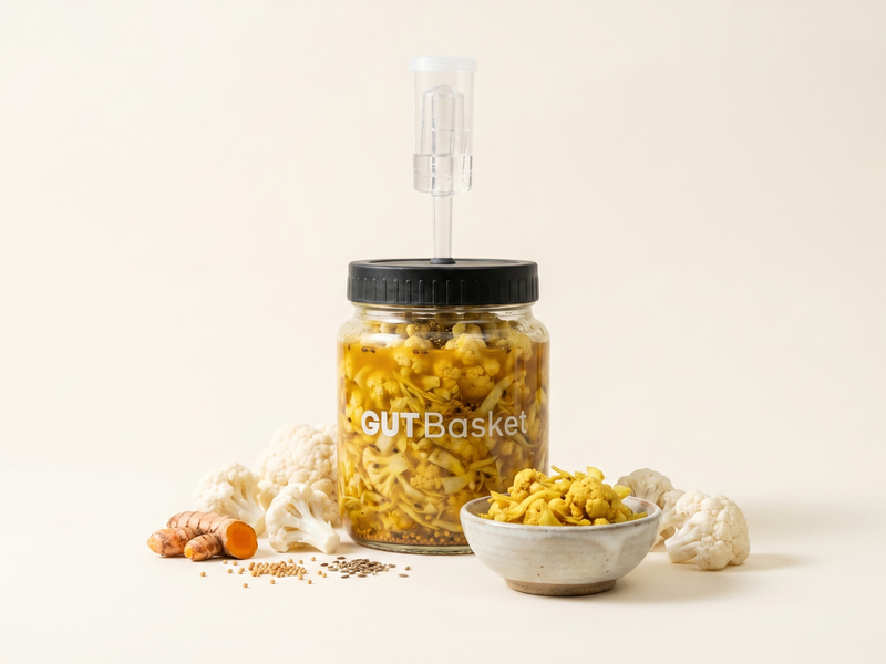 Curried Caulikraut - naturally fermented cabbage in a jar.