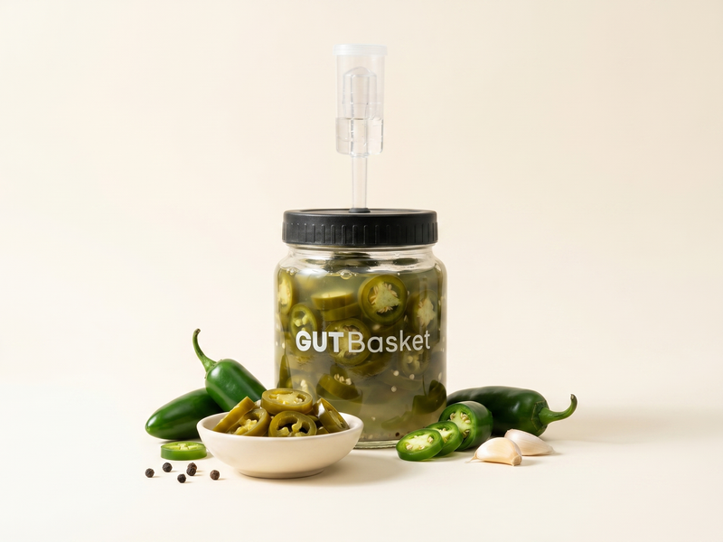 Jalapenos - homemade lacto-fermented vegetables in a jar.