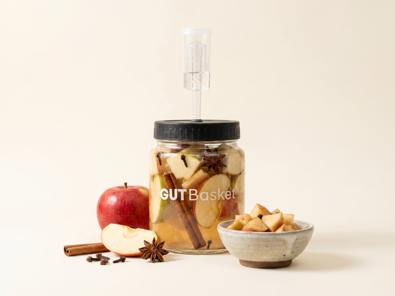 Spiced Apples - homemade lacto-fermented vegetables in a jar.