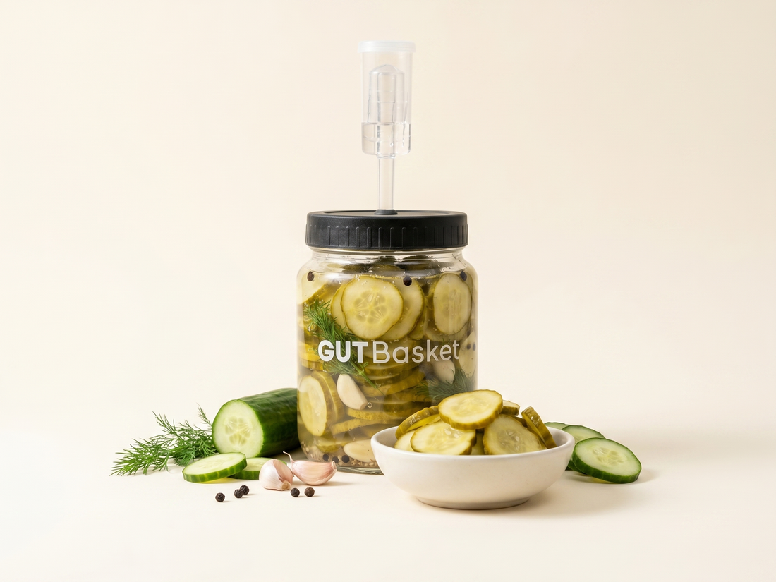 Fermented Cucumber Pickles - homemade lacto-fermented vegetables in a jar.