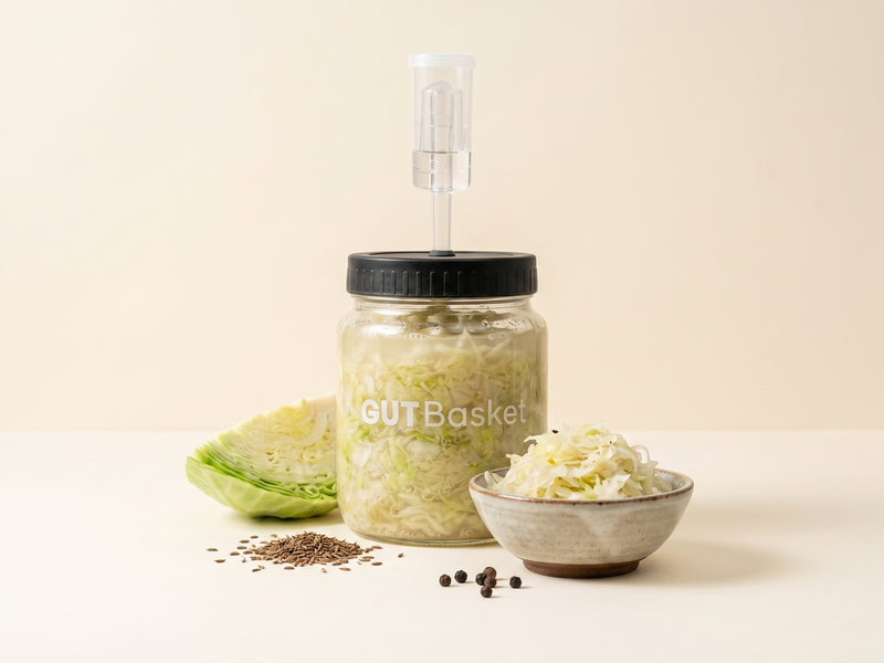 Sauerkraut (Fermented Cabbage) - naturally fermented cabbage in a jar.
