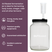 Gutbasket 2 litre fermentation jar — airlock and lid detail