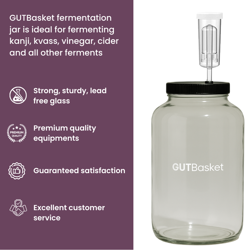 Gutbasket 4 litre fermentation jar — airlock and lid detail