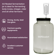 Gutbasket 4 litre fermentation jar — airlock and lid detail