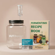 Gutbasket 1 litre wide-mouth glass fermentation jar with airlock and lids