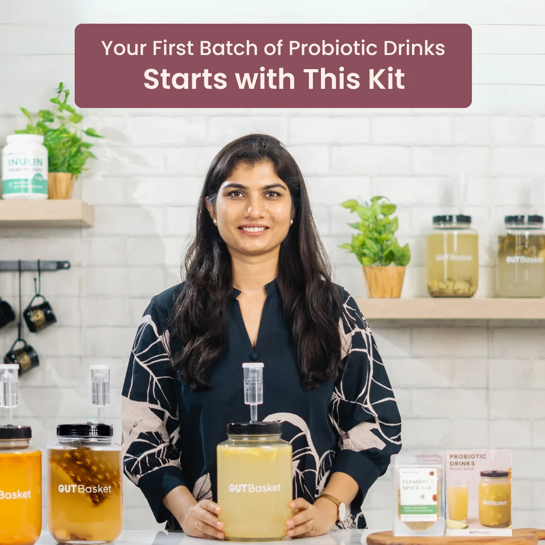 Homemade probiotic aam panna made with the Gutbasket kit