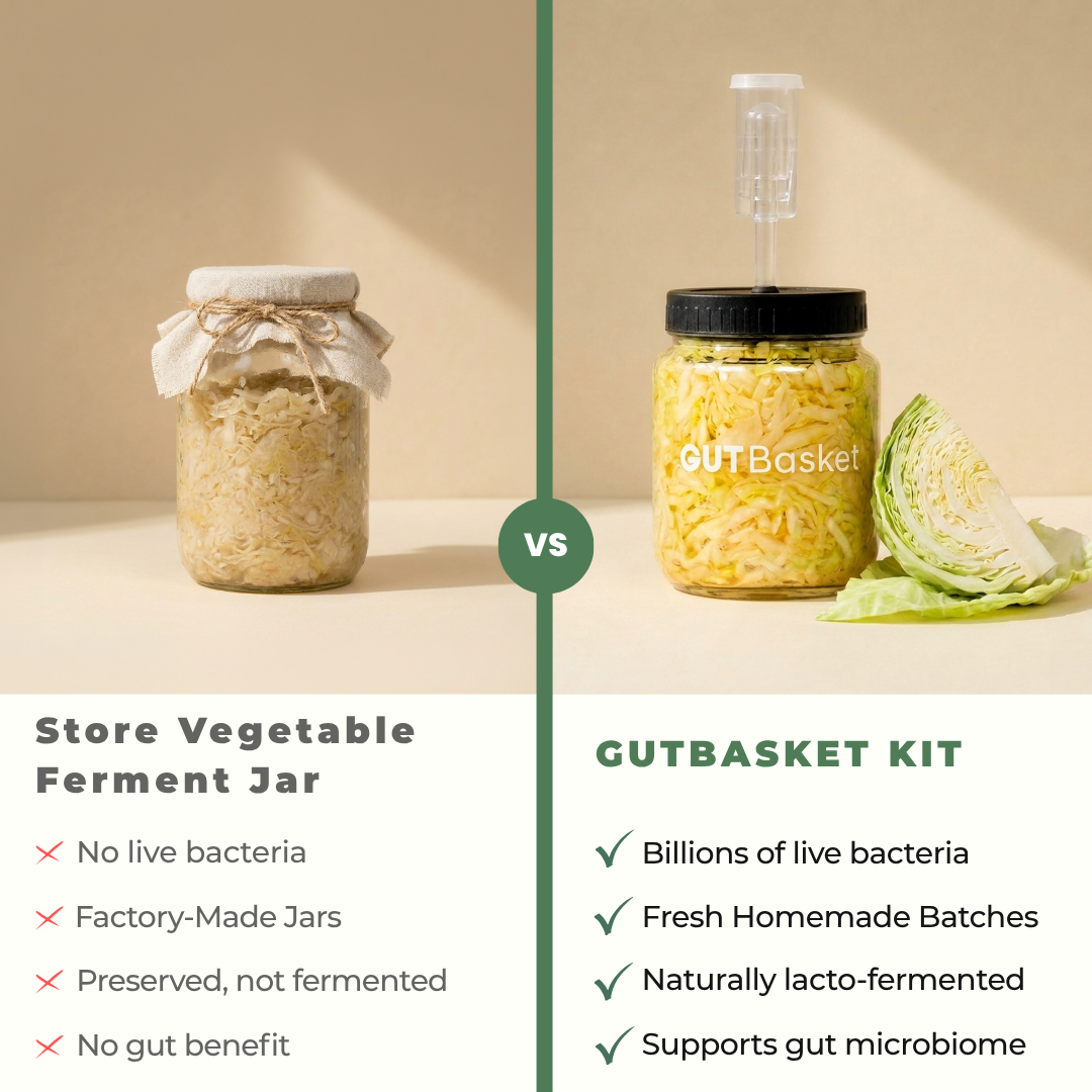 Comparison of traditional preparation and the GutBasket vegetable fermentation kit