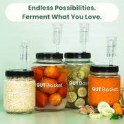 Jar of fermented vegetables on the kitchen counter