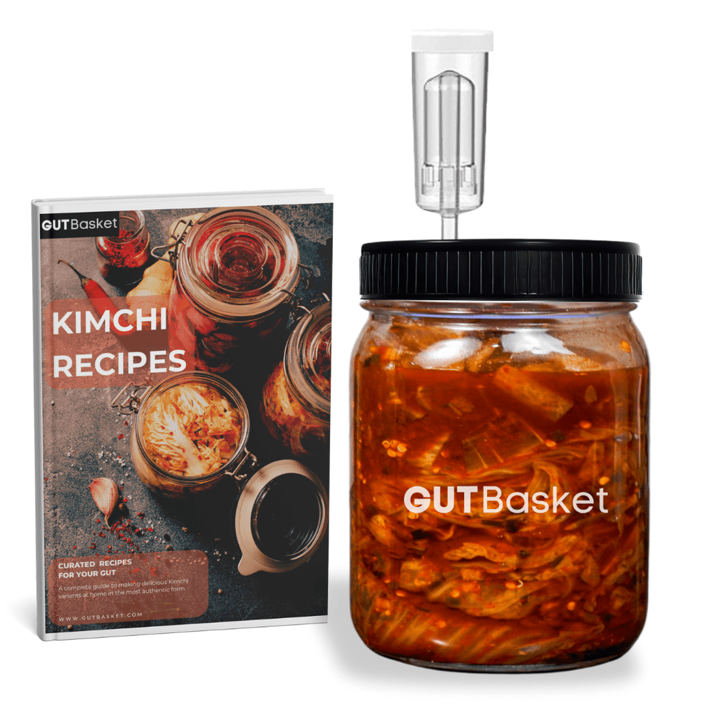 DIY Kimchi Kit - Fermentation Jar with Airlock, Gochugaru and Kimchi Making Guide - Gutbasket