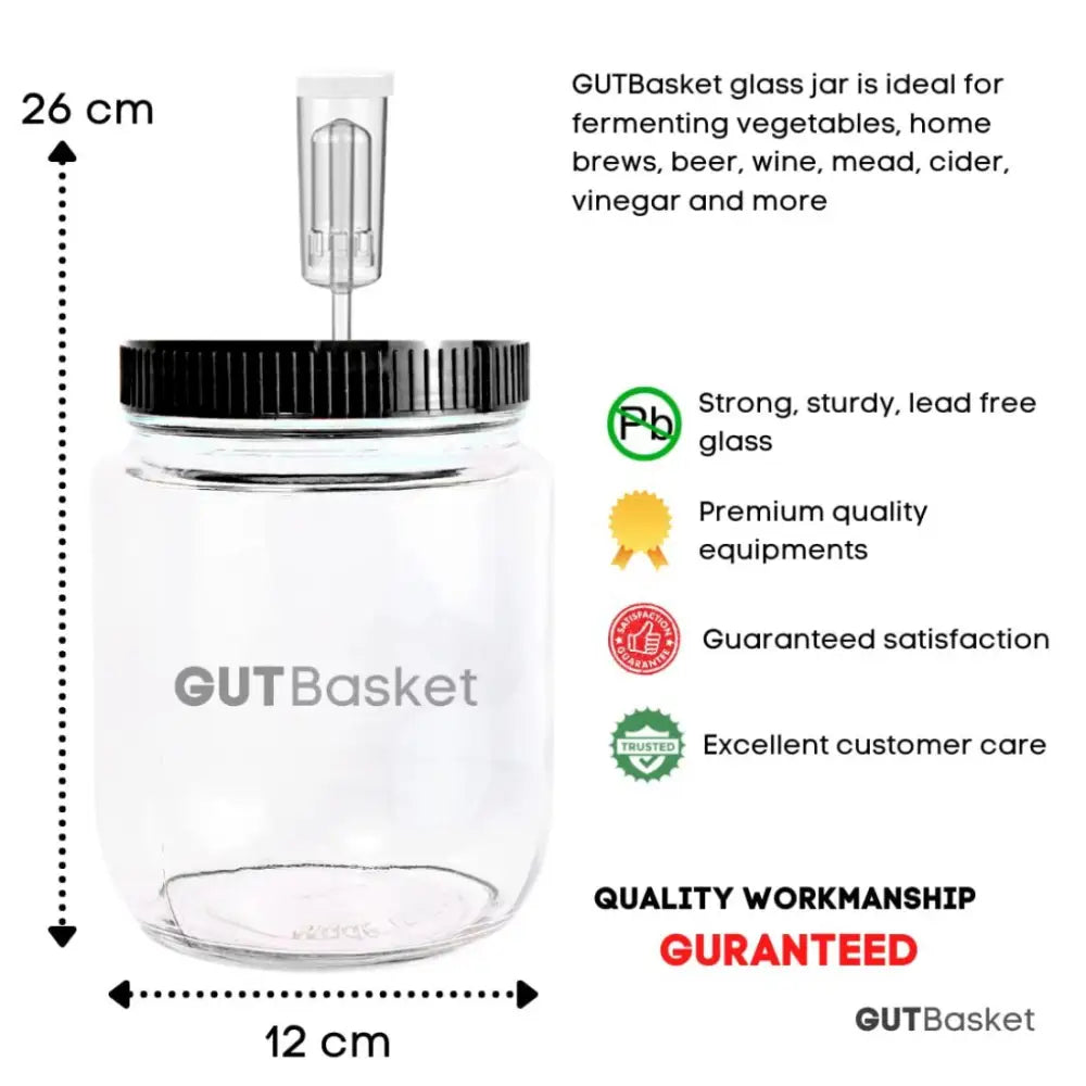 
                  
                    Fermentation Jar with Airlock - Wide Mouth (1 Litre) - Gutbasket
                  
                