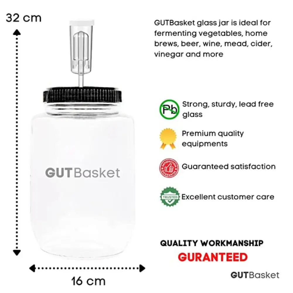 
                  
                    Fermentation Jar with Airlock - Wide Mouth (2 Litre) - Gutbasket
                  
                