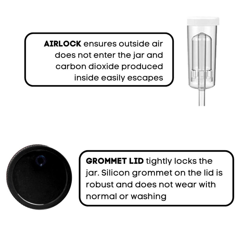 
                  
                    Fermentation Jar with Airlock - Wide Mouth (1 Litre) - Gutbasket
                  
                