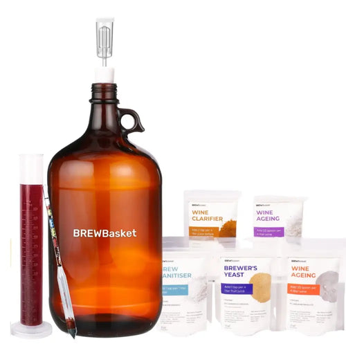 Gutbasket 4 litre compact wine making kit with carboy, supplies and hydrometer