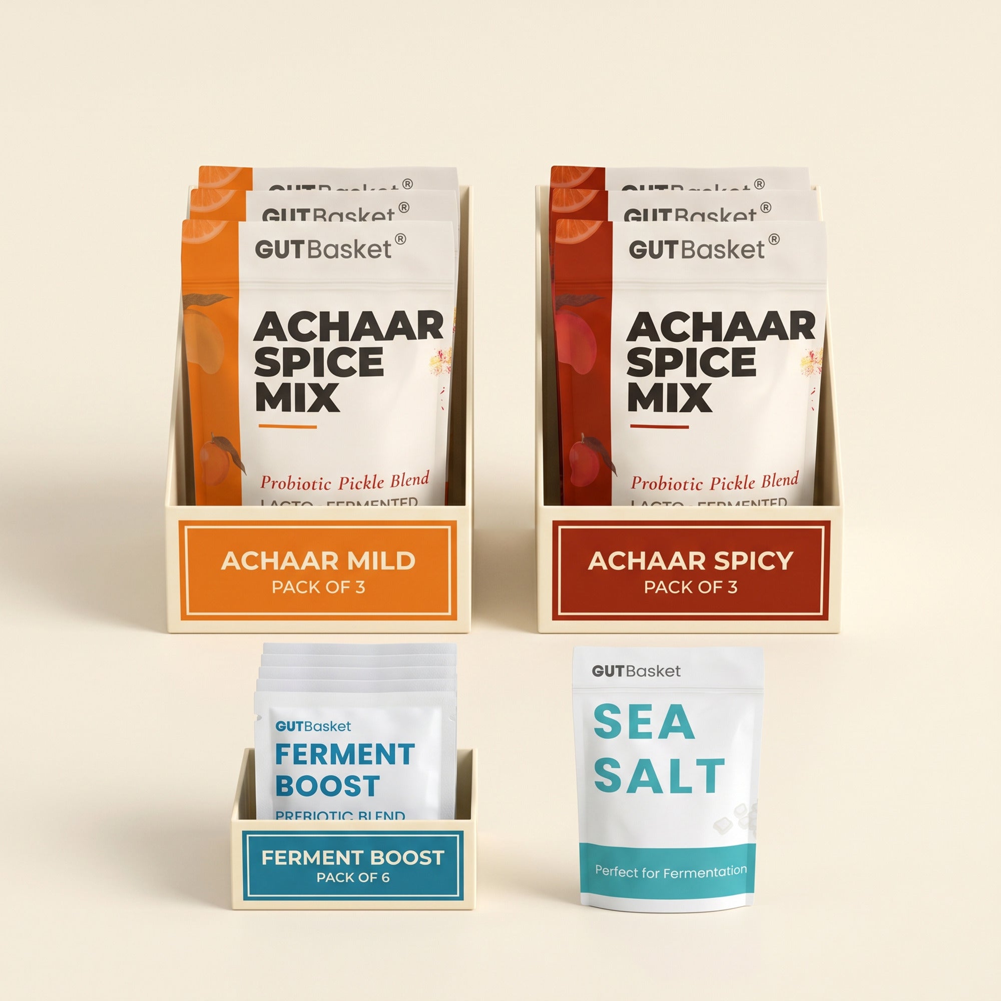 Pack shot of GutBasket achaar 6 batch refill pack