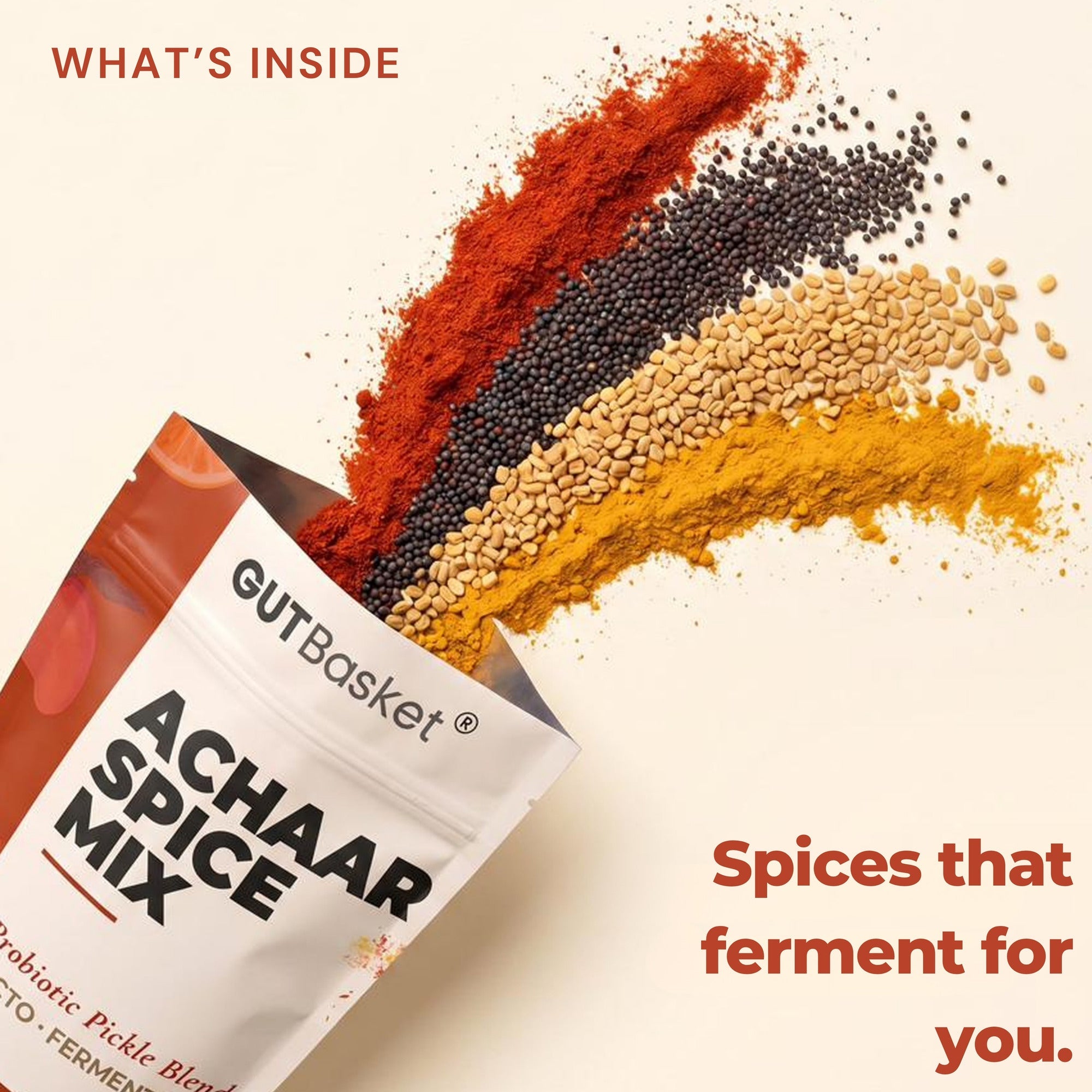 Spice blend ingredients used in GutBasket achaar 6 batch refill pack