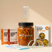GutBasket fermented achaar making kit with jar, ingredients, accessories, and recipe book