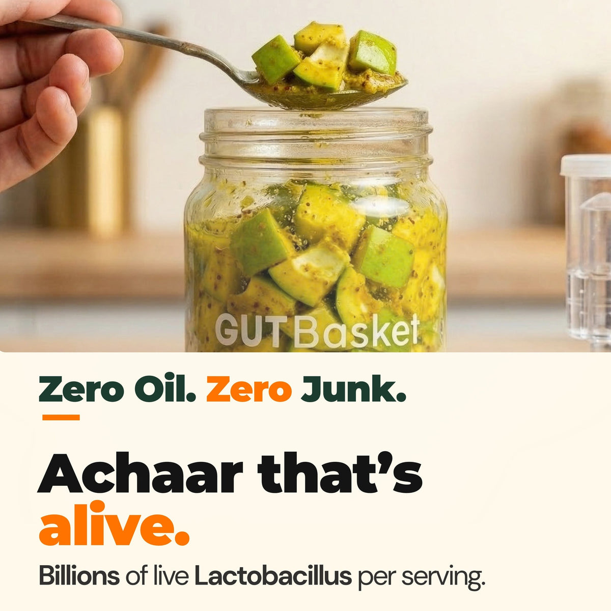 Finished GutBasket fermented achaar making kit product served at home