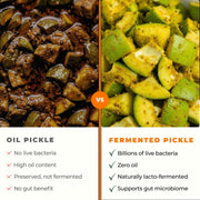 Comparison of oil pickle and fermented achaar made with GutBasket fermented achaar making kit