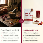 Comparison of traditional preparation and GutBasket kanji spice mix pack of 5