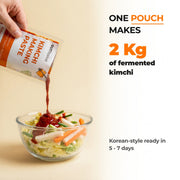 One pouch from GutBasket kimchi making paste pack of 3 makes 2 kg of fermented kimchi