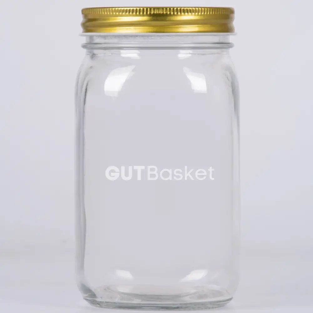 Gutbasket mason glass jar with self-venting lid for kefir and fermenting