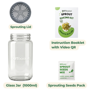 Gutbasket Sprout Maker 1 L — fresh sprouts growing in the glass jar