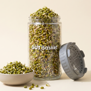 Gutbasket Sprout Maker 700 ml — glass sprouting jar with rinse-and-drain lid