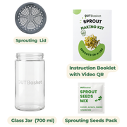 Gutbasket Sprout Maker 700 ml — fresh sprouts growing in the glass jar