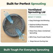 Gutbasket Sprout Maker 700 ml — angled drain lid for easy rinsing